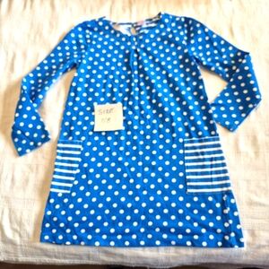 Gymboree girls size 7/8 or Medium blue tunic with white polka dots pockets VGUC